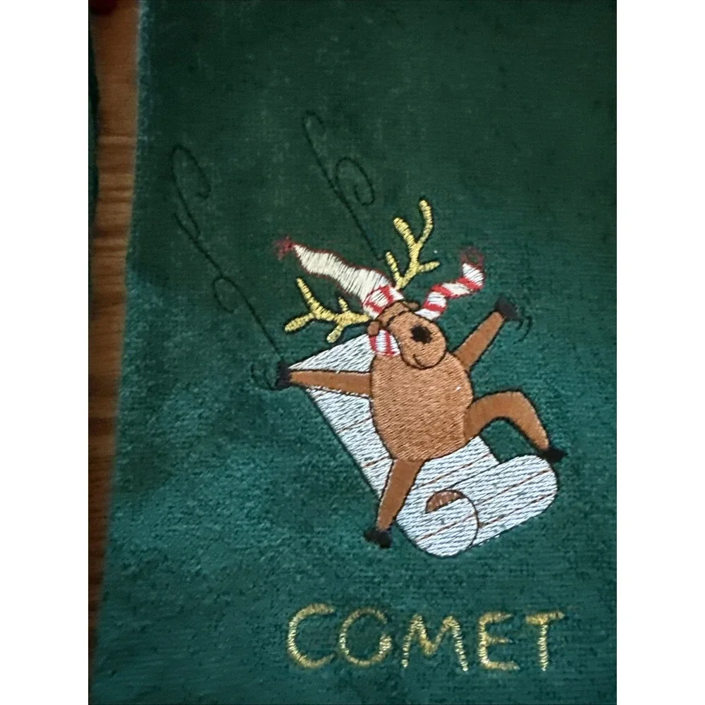Grand Prix By Avanti 6Pc Towel Set Embroidered Rudolph Reindeer Christmas Red/gr